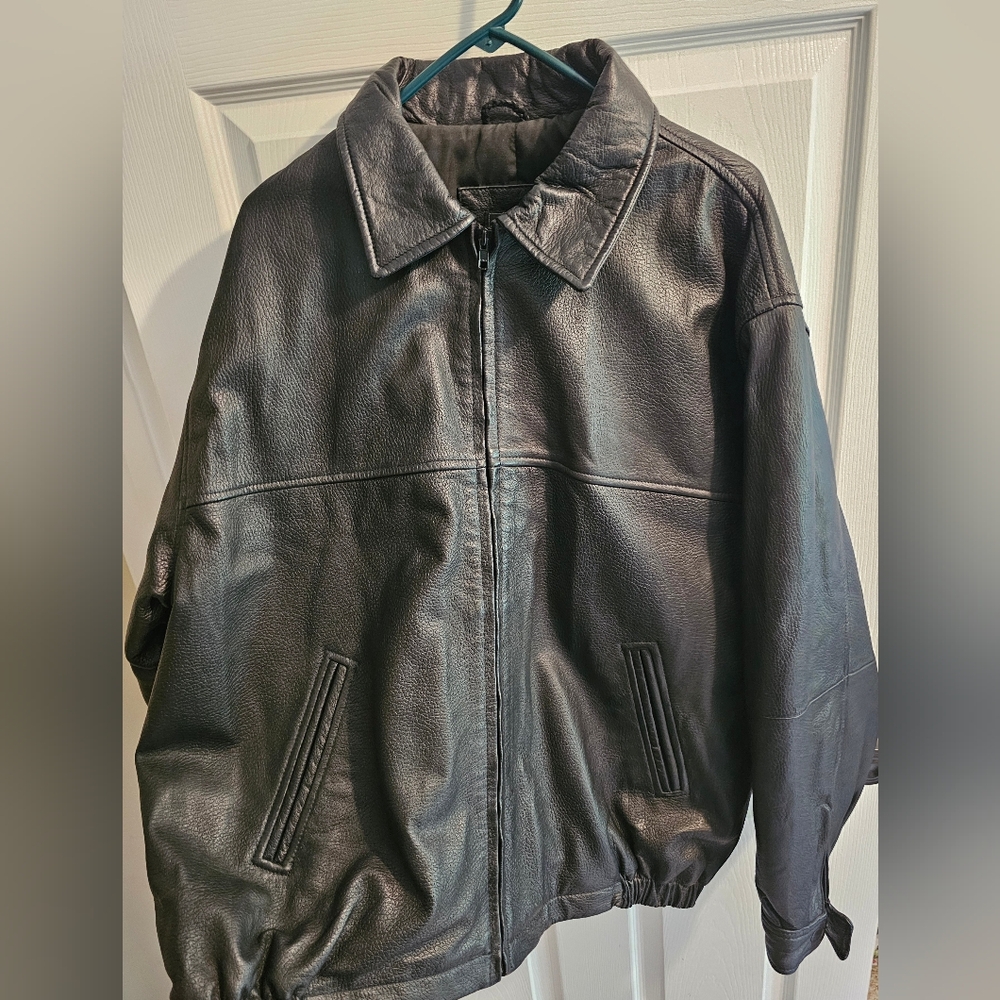 Men's Black Leather Jacket XL Outbrook
